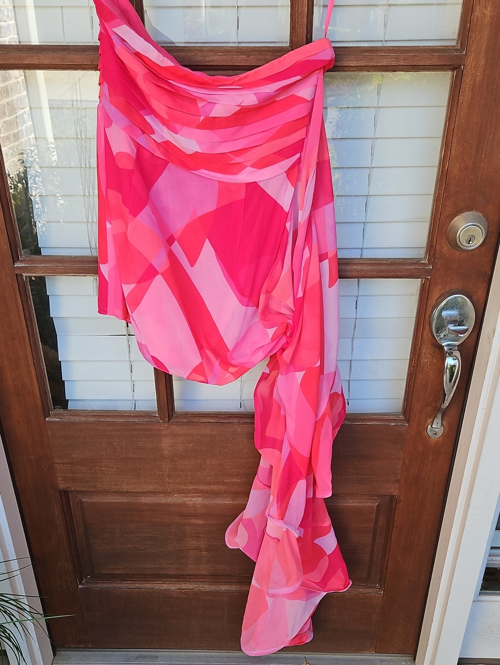 Hello Molly Too Glam to Give A D* Asymmetrical Strapless Mini Dress Sz 6 Pink - Picture 5 of 5
